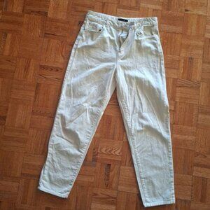 Massimo Dutti High-Waist Straight Leg Jeans - Light Beige - Size 6 - Chic Denim